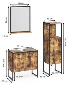 Salle de bain Fyrk vieux bois (3 élém.) Noir - Imitation chêne rustique