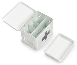 Medizin-Box aus Metall in , Länge: 22 cm Weiß