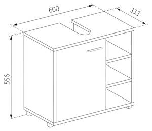 Meuble sous vasque simple Perry 28066 Imitation chêne de Sonoma