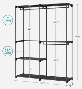 Kleiderschrank San Salvador Schwarz - Kunststoff - 138 x 182 x 43 cm