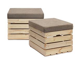 Coffre-Siège en Bois NATURE  lot de 2 Beige