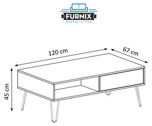 Couchtisch DANLAY HAIRPIN Schwarz - Wotaneiche Dekor