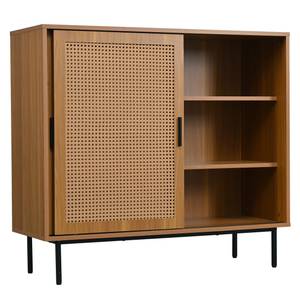 Sideboard Coeus Ⅶ Braun - Holzwerkstoff - Metall - Massivholz - Holzart/Dekor - 37 x 90 x 100 cm