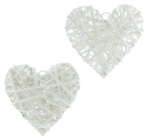 Dekohänger Heart 2er Set Weiß - Naturfaser - 20 x 20 x 20 cm