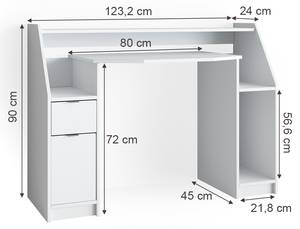 Bureau Joel 123cm blanc Blanc