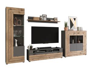 Regalsystem Freno Grau - Holz teilmassiv - 350 x 195 x 40 cm