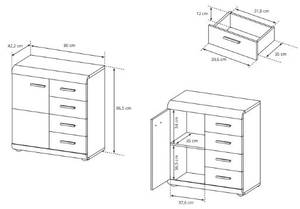 Sideboard LIRYA X80 Braun - Holzwerkstoff - 80 x 87 x 42 cm