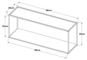 Étagère murale Notodden Noir - Métal - 90 x 35 x 25 cm