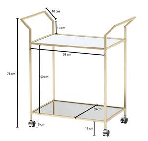 Servierwagen eckig LAMIA Glas Stahl Gold - Glas - 37 x 78 x 73 cm