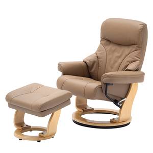 Fauteuil de relaxation Parma en cuir Noisette / écru - Nougat