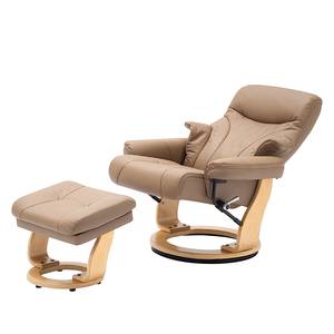 Relaxfauteuil Parma (met hocker) -echt leer nougatkleurig