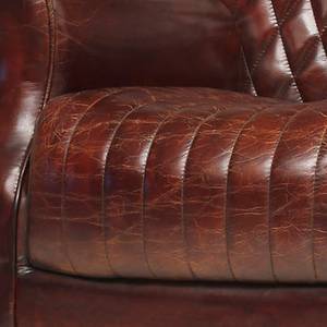 Fauteuil en cuir véritable Roubion Marron