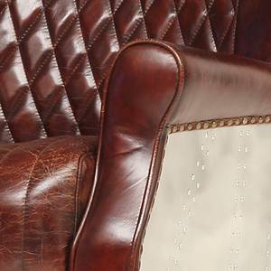 Fauteuil en cuir véritable Roubion Marron