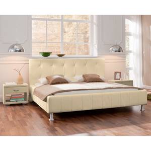 Echtlederbett Corinna Beige - 140 x 200cm