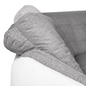 Canapé d'angle Gramat Imitation cuir / Tissu structuré - Blanc / Gris - Méridienne courte à gauche (vue de face)