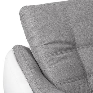 Canapé d'angle Gramat Imitation cuir / Tissu structuré - Blanc / Gris - Méridienne courte à gauche (vue de face)