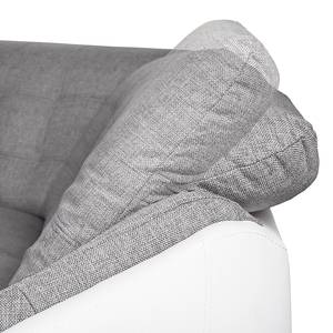 Canapé d'angle Gramat Imitation cuir / Tissu structuré - Blanc / Gris - Méridienne courte à droite (vue de face)