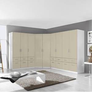 Armoire d'angle Celle Blanc alpin / Gris sable brillant