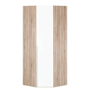 Armoire d'angle Brooklyn VI Imitation chêne de Sonoma / Vernis blanc - Hauteur : 216 cm