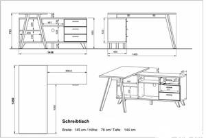 Hoekbureau Neston San Remo eikenhouten look/wit - Mat Steengrijs/Navarra eikenhoutkleurig