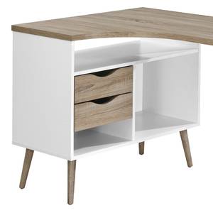 Hoekbureau Sunndal deels massief rubberboomhout - eikenhouten look/wit - Eikenhouten look/wit