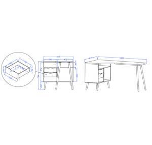 Hoekbureau Sunndal deels massief rubberboomhout - eikenhouten look/wit - Eikenhouten look/wit