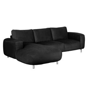 Ecksofa Adamo Microfaser Schwarz - Longchair davorstehend links