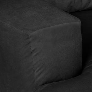 Ecksofa Adamo Microfaser Schwarz - Longchair davorstehend rechts