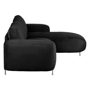 Ecksofa Adamo Microfaser Schwarz - Longchair davorstehend rechts