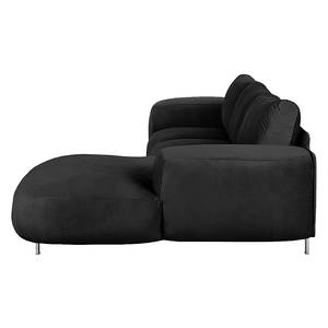 Ecksofa Adamo Microfaser Schwarz - Longchair davorstehend rechts