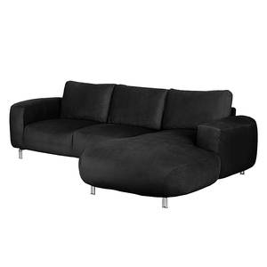 Ecksofa Adamo Microfaser Schwarz - Longchair davorstehend rechts