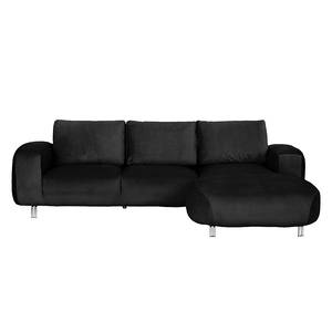 Ecksofa Adamo Microfaser Schwarz - Longchair davorstehend rechts