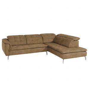 Ecksofa Aden Microfaser Longchair/Ottomane davorstehend rechts - Braun