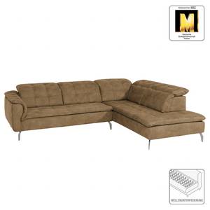 Ecksofa Aden Microfaser Longchair/Ottomane davorstehend rechts - Braun