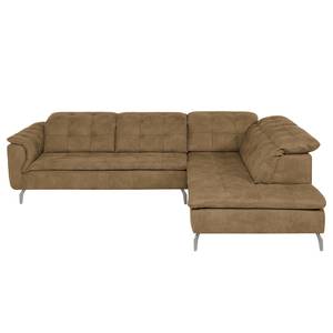 Ecksofa Aden Microfaser Longchair/Ottomane davorstehend rechts - Braun