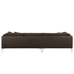 Ecksofa Agueada IV Kunstleder / Webstoff Braun - Longchair davorstehend links