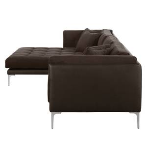 Ecksofa Agueada IV Kunstleder / Webstoff Braun - Longchair davorstehend links