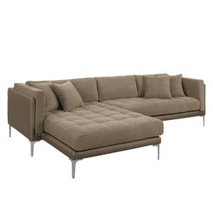 Ecksofa Agueada IV Kunstleder / Webstoff Latte Macchiato - Longchair davorstehend links