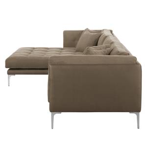 Ecksofa Agueada IV Kunstleder / Webstoff Latte Macchiato - Longchair davorstehend links