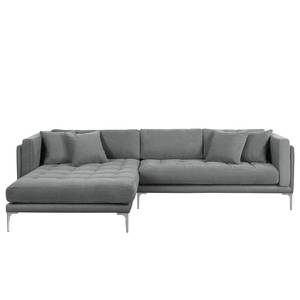 Ecksofa Agueada IV Kunstleder / Webstoff Platin - Longchair davorstehend links