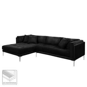 Ecksofa Agueada IV Kunstleder / Webstoff Schwarz - Longchair davorstehend links