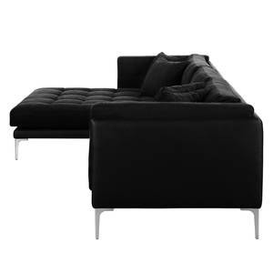 Ecksofa Agueada IV Kunstleder / Webstoff Schwarz - Longchair davorstehend links