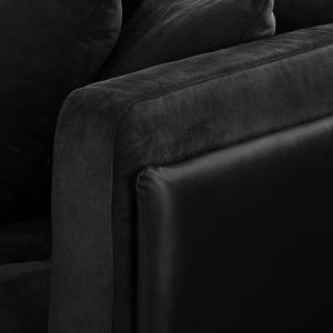 Canapé d'angle Agueada IV Imitation cuir / Tissu - Noir - Méridienne courte à gauche (vue de face)
