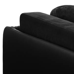Canapé d'angle Agueada IV Imitation cuir / Tissu - Noir - Méridienne courte à gauche (vue de face)
