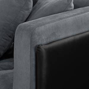 Ecksofa Agueada IV Kunstleder / Webstoff Schwarz / Grau - Longchair davorstehend links