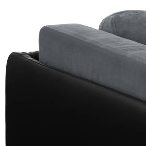 Ecksofa Agueada IV Kunstleder / Webstoff Schwarz / Grau - Longchair davorstehend links