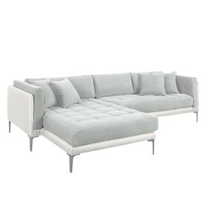 Ecksofa Agueada IV Kunstleder / Webstoff Weiß / Silber - Longchair davorstehend links