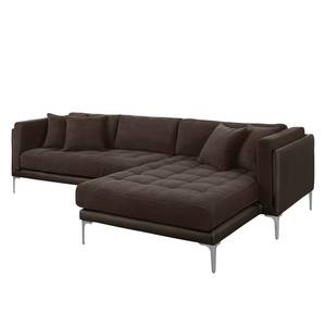 Ecksofa Agueada IV Kunstleder / Webstoff Braun - Longchair davorstehend rechts