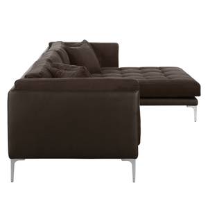 Ecksofa Agueada IV Kunstleder / Webstoff Braun - Longchair davorstehend rechts