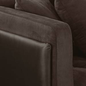 Canapé d'angle Agueada IV Imitation cuir / Tissu - Marron - Méridienne courte à droite (vue de face)